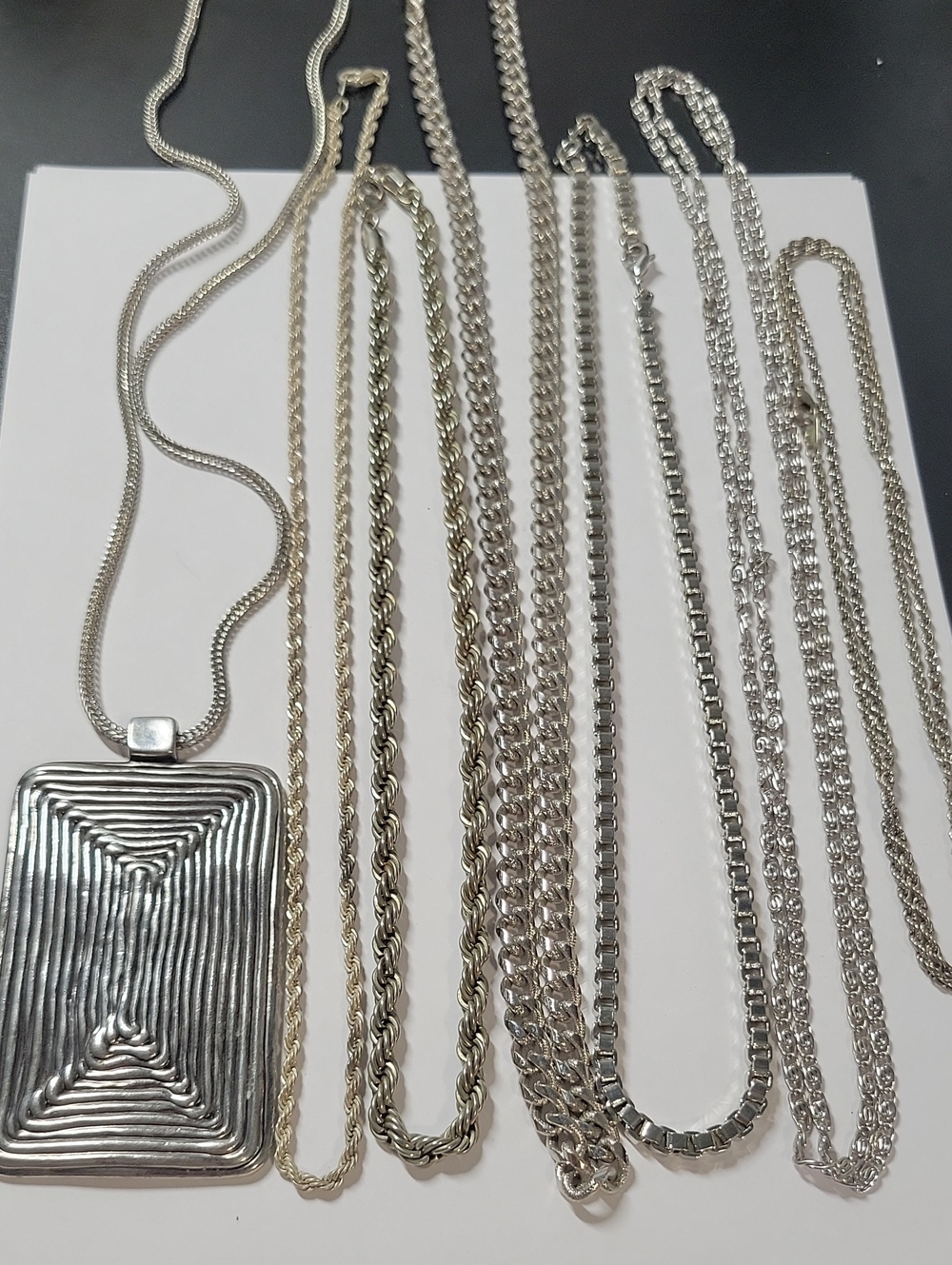 Silver Tone Geometric Pendant Necklace - Women's Fashion Jewelry